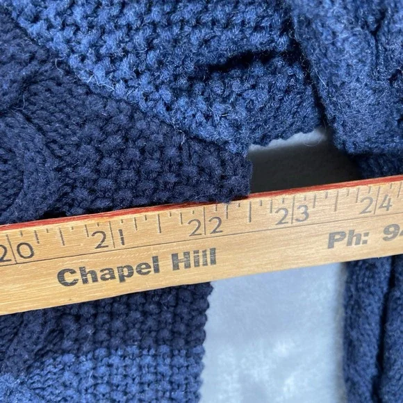 Vineyard Vines Sweater men's Large Chunky Knit Merino Wool Cotton Crew Neck Blue - Picture 9 of 11